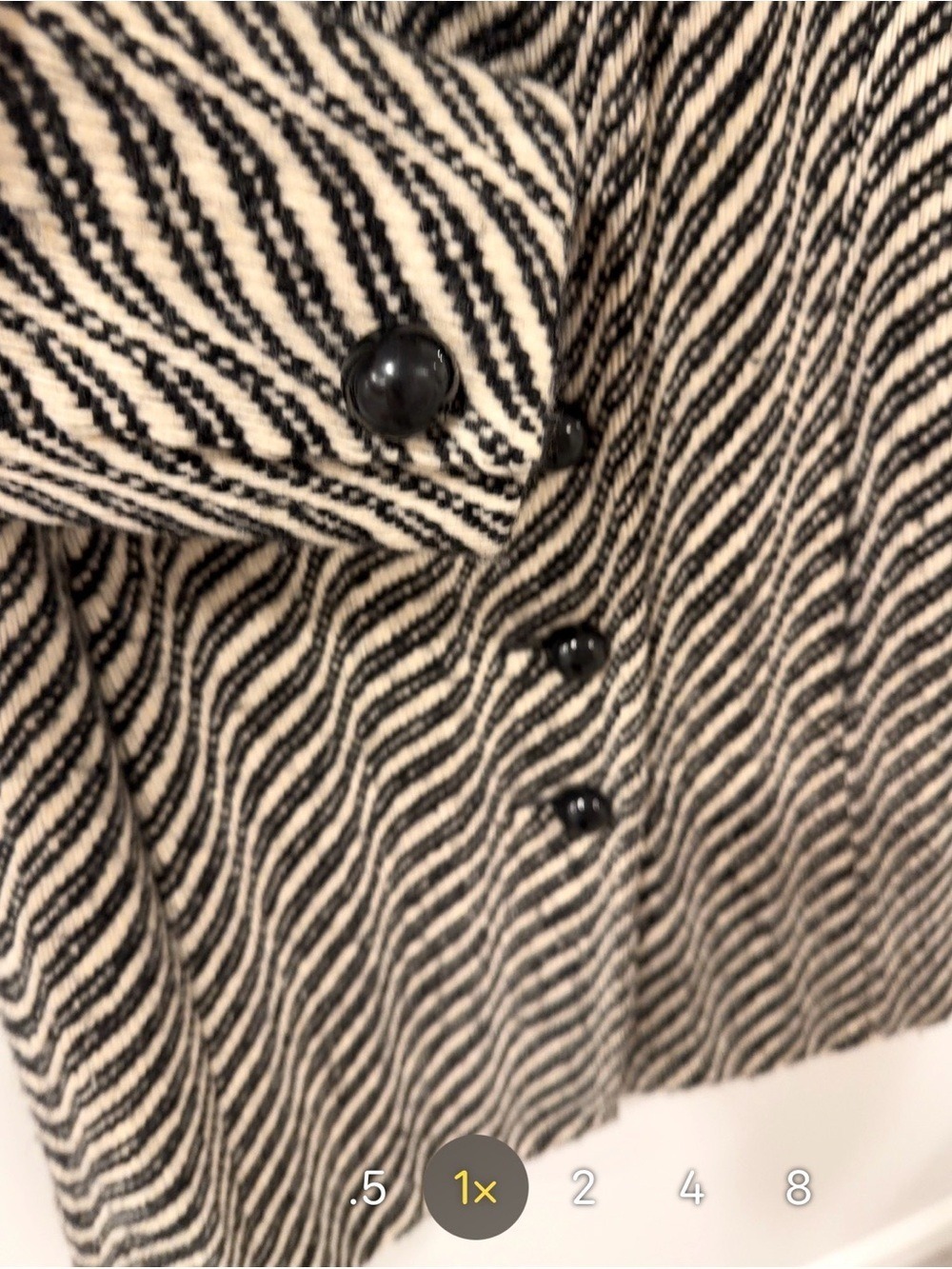 Milly of New York Textured Wool Black Ivory Zig Zag Pattern Coat Size 4 - Picture 8 of 15